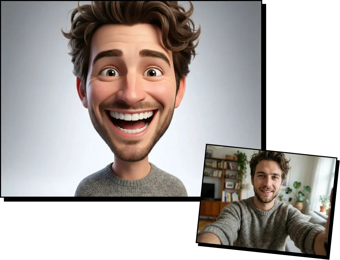 AI Caricature comparison - Business Man portrait before and after